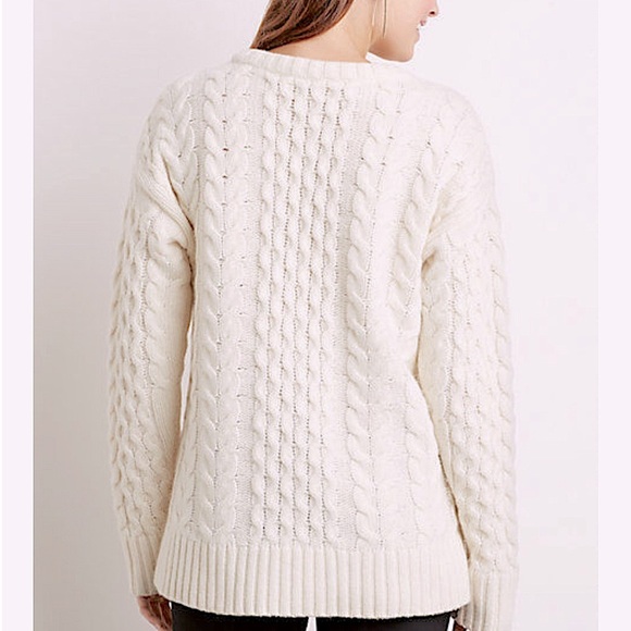 NWT J.Jill Chenille Cable Knit Sweater Pullover Cozy Fall Sweater in Bone S - Picture 5 of 13